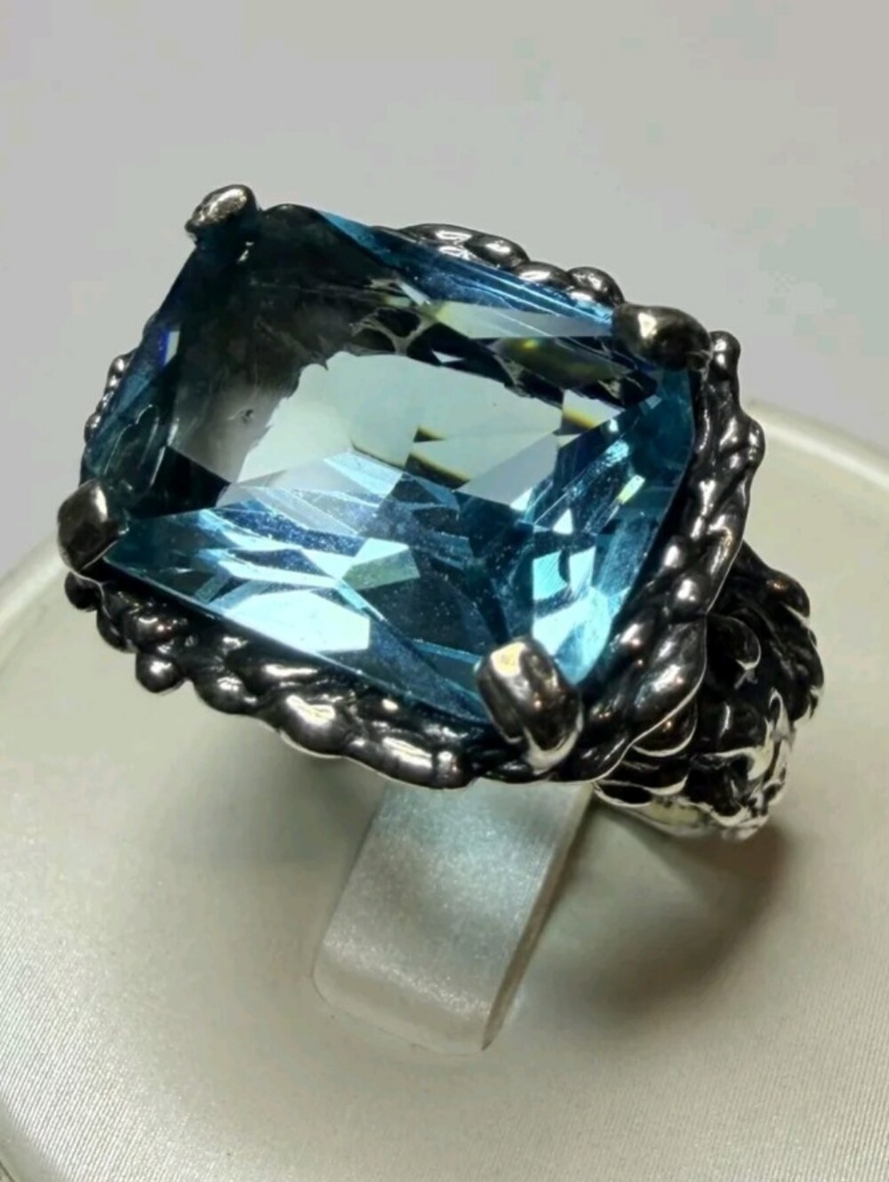 Regina Lane Israel Sterling Silver Blue Stone Ring Sz: 7 - Picture 2 of 6